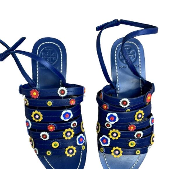 TORY BURCH MARGUERITE CALF LEATHER SANDALS SIZE 7 - Picture 2 of 8